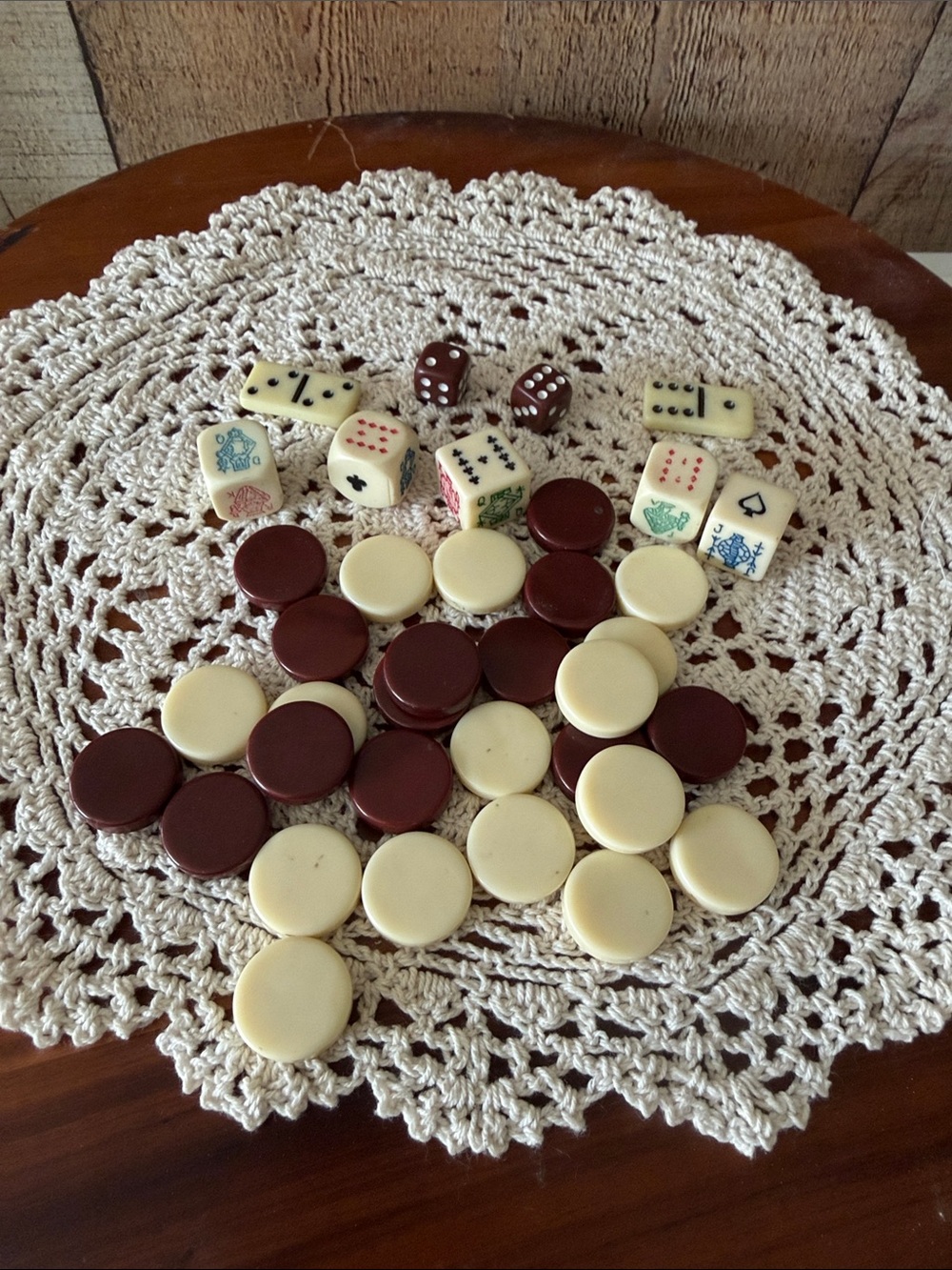 Vintage Backgammon and Poker Dice Pieces